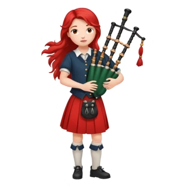 scotch girl playing bagpipe full body red skirt sticker