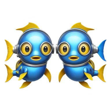 Two fish in dive suit decompressing  sticker