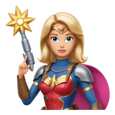 Barbie full confidence battle ready but pretty ground soldier heroically saving lives accompanied by Wonder Woman technology , with shelling happening all around sticker