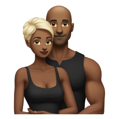 Bald black man muscular with his black wife sticker
