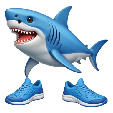 Tiburón con zapatos tenis azules sticker