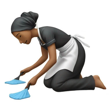kitchen maid cleaning the floor by hand sticker