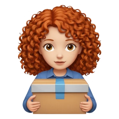 box carrier curly red haired girl  sticker