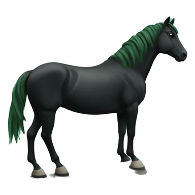 a green black horse on a mountain sticker