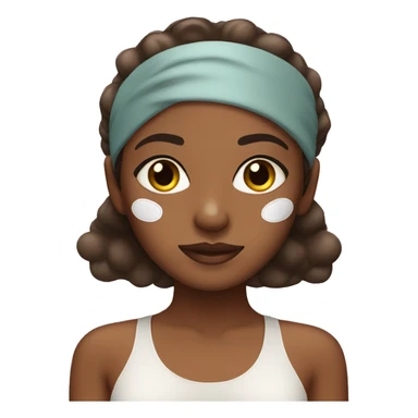 Brown girl with spa headband and under eye patches sticker