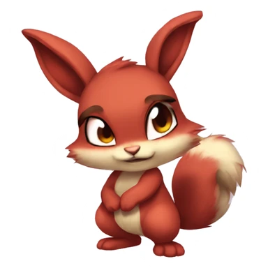 Anthro Sona Cool Angry Fakemon Full Body Red Rabbit Squirrel Chibi Cute  sticker