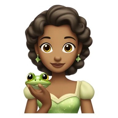 princess tiana holding a frog sticker