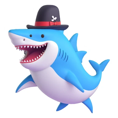 shark wearing a top hat sticker