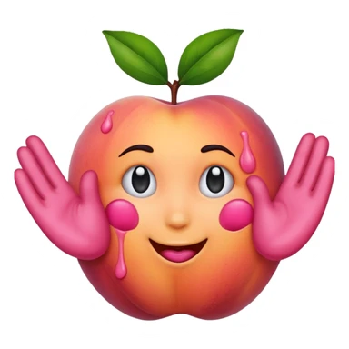 Emoji Peach with hand prints sticker