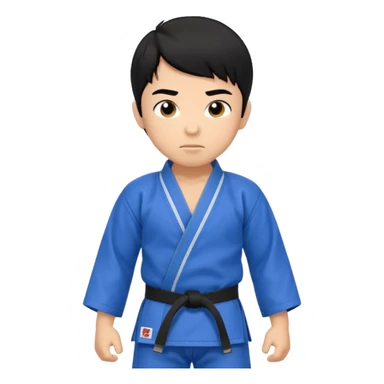 Кимоно синий для дзюдо мальчик с черными волосами все тело черный пояс     Волосы на бчуть добрее sticker