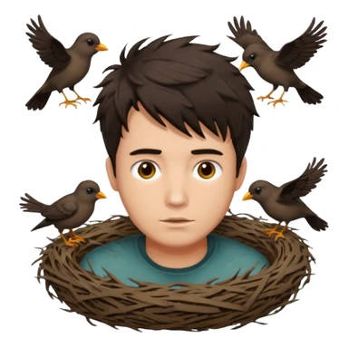 Man who has a Birds Nest haircut sticker