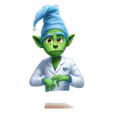 The blue grinch getting knee surgery  sticker