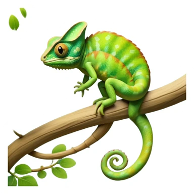 cinematic-chameleon-realistic-full-body-climbing-emoji,-slender-body-gripping-a-twisting-vine-with-prehensile-feet,-scaly-green-skin-shifting-shades-with-its-environment,-large-bulging-eyes-rotating-independently,-delicate-coiled-tail-curling-behind,-long-tongue-slightly-protruding-as-if-ready-to-strike,-simplified-yet-realistic-focused-features,-highly-detailed,-glowing-with-an-ethereal-forest-light sticker