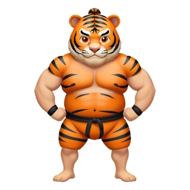 Tiger sumo wrestler with topknot sticker