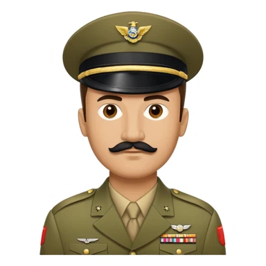Military man with a very small black moustache. His hairline goes straight from left to right  sticker