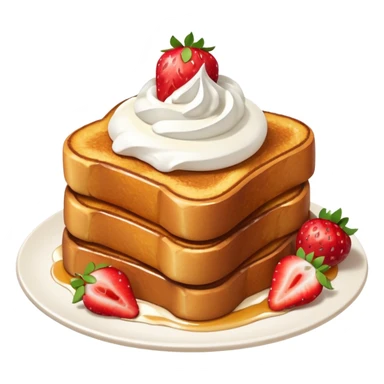 French toast with strawberry on top and whipped cream sticker