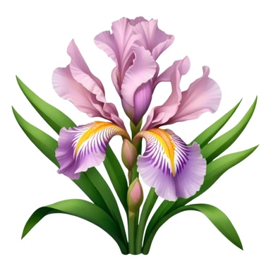 big bouquet Soft Pink Iris, luxuriant, leaf, bud sticker