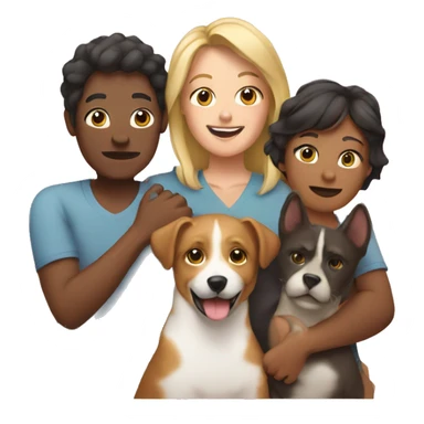 two moms a son a cat and two dogs together sticker