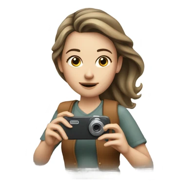 young european tourist takes pictures with her cell phone sticker