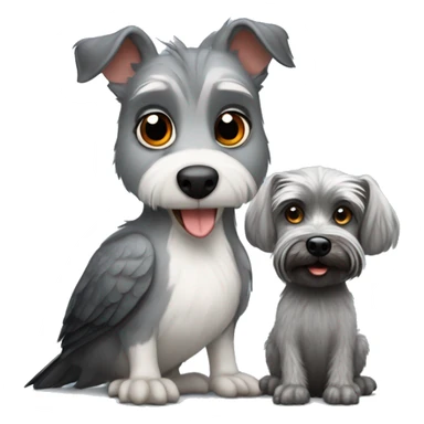 Kookaburra with a grey miniature Schnauzer dog  sticker