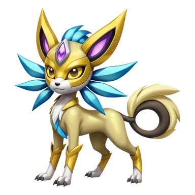 Colorful masked Futuristic Meloetta-Manectric-Solgaleo-Raikou-Pokémon-Digimon-Fakémon-fusion-hybrid-creature sticker