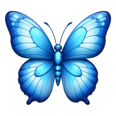 Cinematic Realistic Cute Blue Butterfly Portrait Emoji, Head tilted playfully and inquisitively, featuring beautifully patterned sapphire wings with intricate venation and a charming, petite body with round, sparkling eyes full of gentle curiosity, rendered with lifelike detail and warm natural highlights, high shine, affectionate and spirited, styled with a touch of whimsical garden magic, soft glowing outline, capturing the essence of a mischievous yet lovable blue butterfly that seems ready to flutter playfully into your arms! sticker
