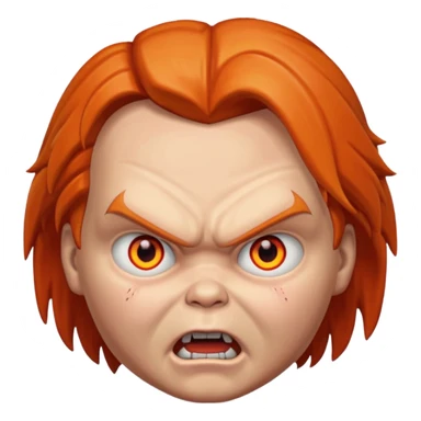 la tete de chucky avec les yeux orange enerve sticker