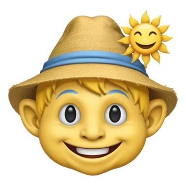 Troll emoji wearing a hat in the sun sticker