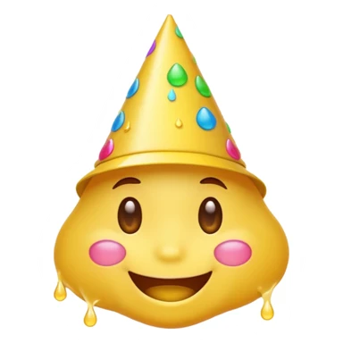 Emoji souriant avec goutte de sueur avec chapeau d"anniversaire  sticker