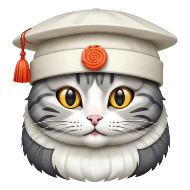 cat wearing a hat made out of sushi sticker