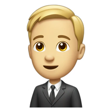 a business man with a hand in the ear sticker