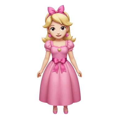 Princess peach full body with a pink ribbon tied to her hair sticker