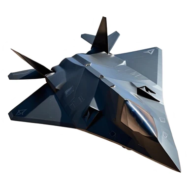 F-117 Nighthawk - Lockheed Martin (Stealth Grey) A futuristic stealth attack aircraft with a distinct faceted, angular design in a stealthy matte grey. Its sharp, jagged edges and unconventional, almost alien-like shape make it look like a shadow cutting through the night sky. The surface should appear non-reflective with subtle panel lines. sticker