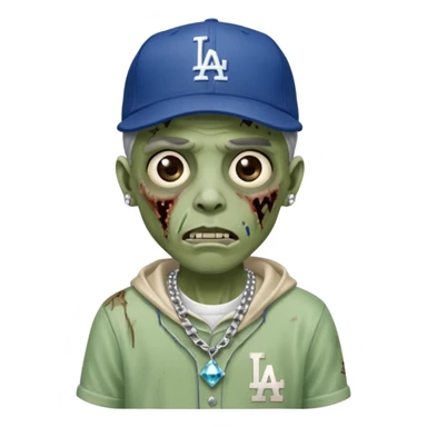 Zombie con gorra de los Dodgers y cadena con diamantes  sticker