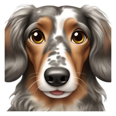 Black,brown, gray Merle long haired Dachshund sticker