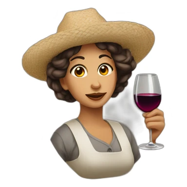 Mujer artista pintora tomando vino sticker