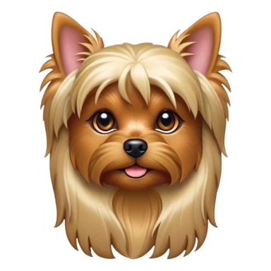 Cinematic Noble Yorkshire Terrier Portrait Emoji, Exuding refined charm and dignified poise, with a lustrous, silky fur in rich, deep hues, alert eyes and a confident expression, simplified yet exquisitely detailed, glowing with a soft, aristocratic radiance, high shine, embodying intelligent grace and classic elegance, soft glowing outline, capturing the essence of a regal Yorkshire Terrier ready to rule the screen with effortless sophistication! sticker