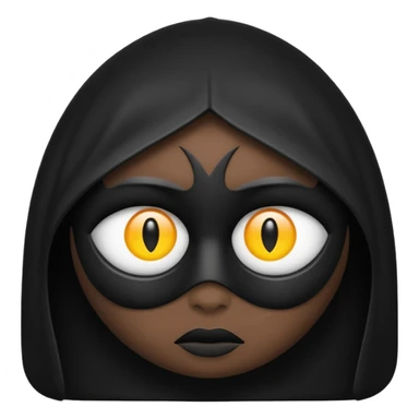 Minimal emoji, single eye made of black metal, pupil replaced by a solid metal number 8, restrained gothic symbolism, avant-garde minimalism, no glow, no neon, flat emoji style, centered, transparent background sticker