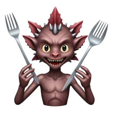 A demogorgon holding a fork sticker
