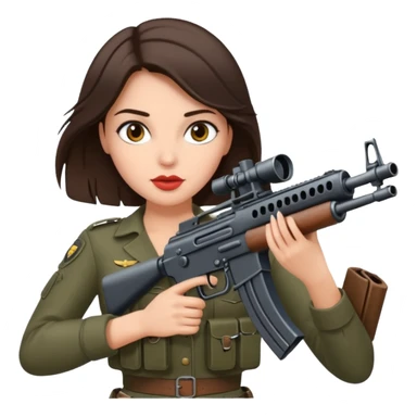 Sexy brunette with machine gun stopping migrants enter the UK by crossing the channel  sticker