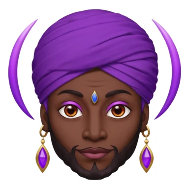 Con el planeta Saturno 🪐 (esto tiene que ser el elemento más importante) , un moro con turbante 👳🏾‍♂️ y la cara del diablo morada esta 😈  sticker