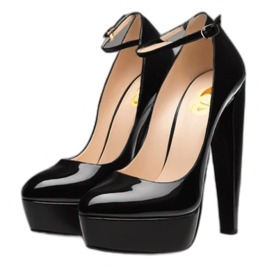 One view back Black Patent Leather Daffodile Platform Heels sticker