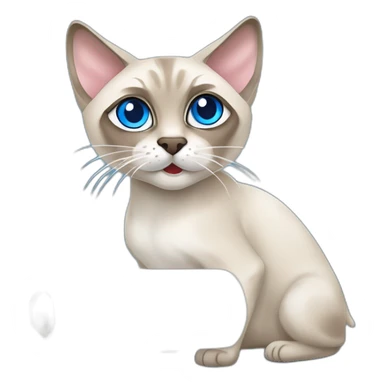 lynx point siamese cat with blue eyes attacking paper towel roll sticker