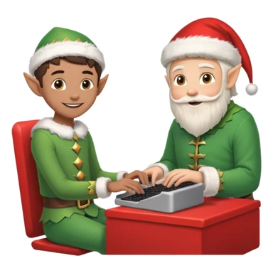 christmas chats - typing - online chats - with santa and a elf sticker