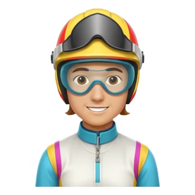 horse race jockey portrait, head and shoulders only, wearing colorful racing helmet and goggles, sporty uniform collar, confident smile, 3D cartoon, mobile game icon style, clean background, no text, no watermark
 sticker