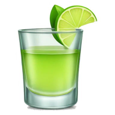 tequila shot with a single slice of green lemon sticker