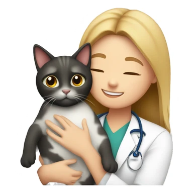 cat cuddles veterinarian girl sticker