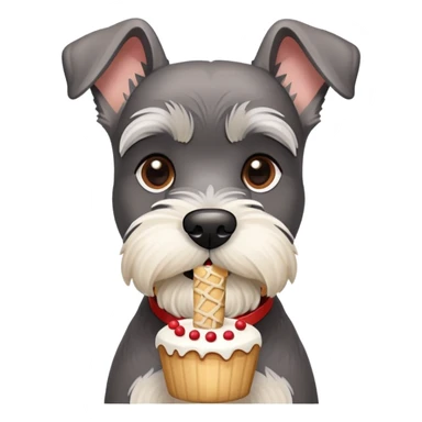 un schnauzer con una torta en froma de hueso de perro sticker
