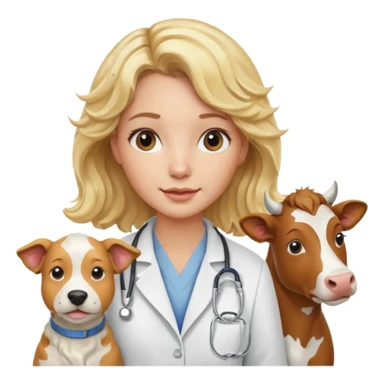 Joven mujer, de cabello rubio con ondas, veterinaria de perros, vacas y caballos sticker