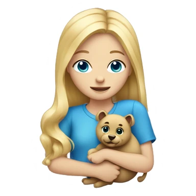 Blonde hair blue eyed girl holding an animal sticker